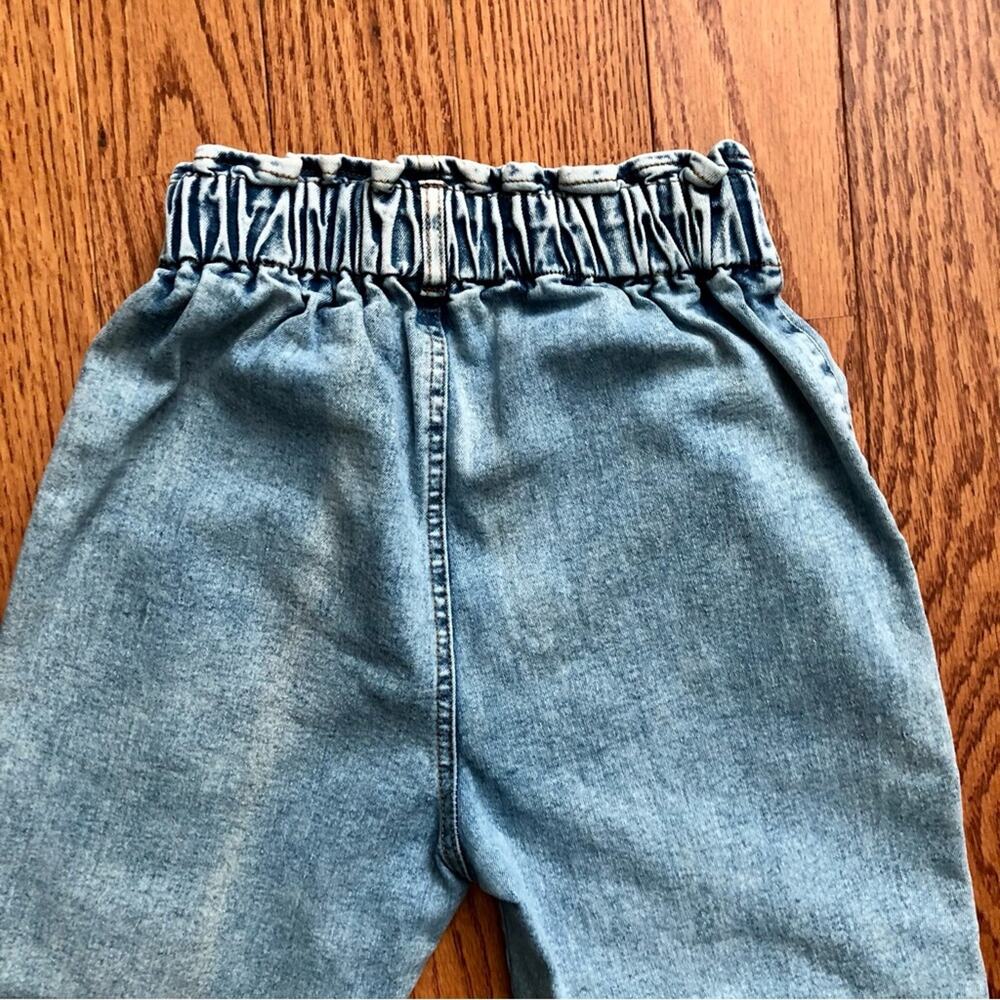 SHEIN Paper-bag Acid Wash Casual Light Blue Jeans Elastic Waist Girl’s Size 10 - Picture 6 of 8